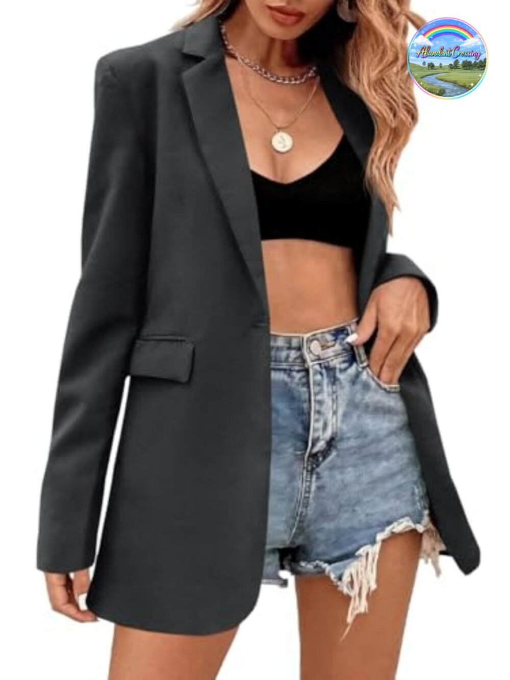 Oversized Long Sleeve Blazer Boyfriend Suit Jacket Business Casual Work
